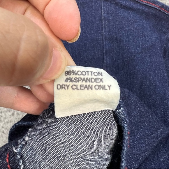 Vtg Hot Kiss Babydoll Crop Top Large Denim Red Detail 90s/Y2K Fitted Strappy EUC - Picture 11 of 11